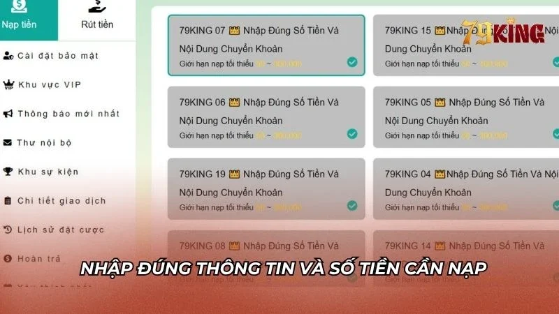 Anh em phải nhập đúng thông tin để giao dịch thuận lợi